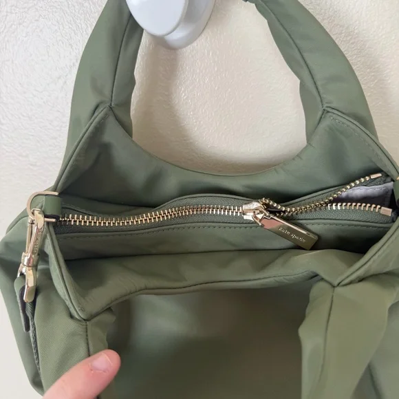 KATE SPADE Carter Nylon Small Pleated Crossbody in Cedar Stand - Picture 8 of 10